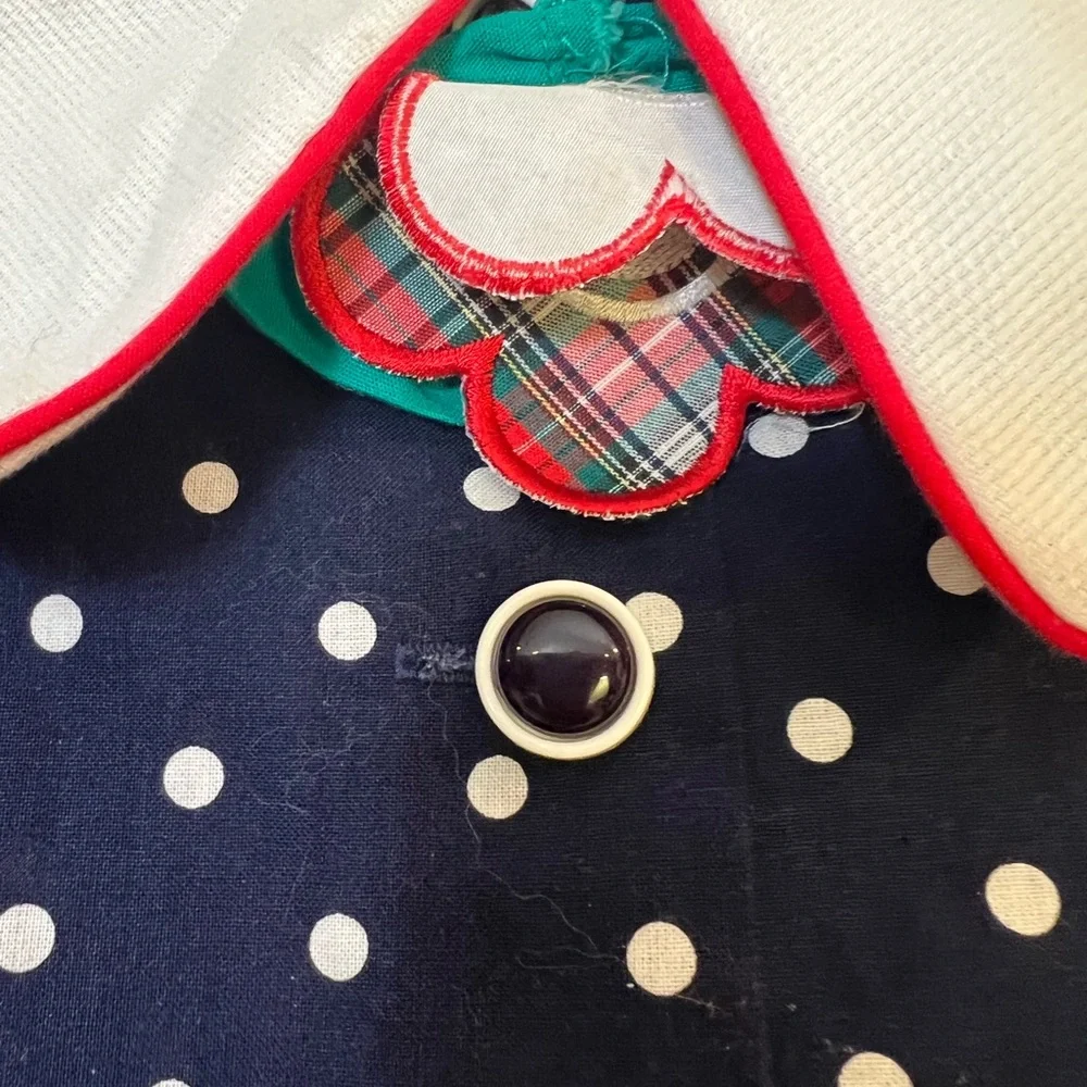 SOLDRare Editions VTG Blue Polka Dot Dress White Collar Girls Size 8 Made in USA